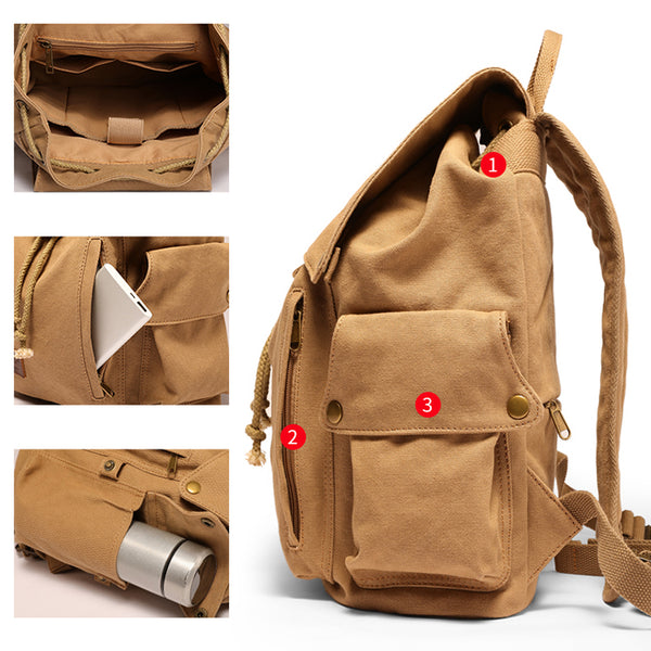 Ladies Canvas Drawstring Backpack Purse Travel Backpack Rucksack For Women Details