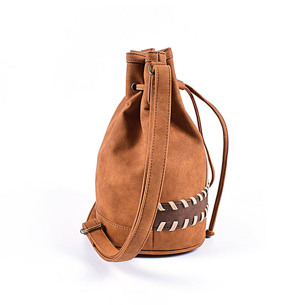 Ladies Casual Shoulder Bucket Bag Crossbody Boho Bag For Women Brown