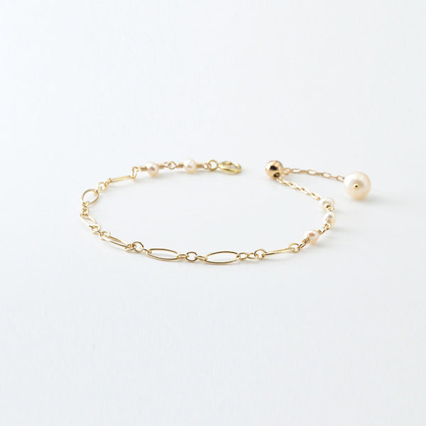 Ladies Charm 14K Gold Bracelet Cute Pearl Beaded Bracelets for Women chic