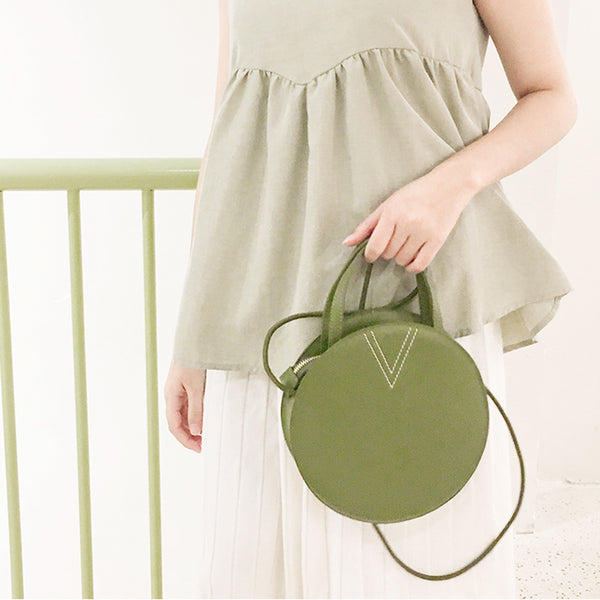Ladies Cute Leather Crossbody Bags Circle Bag Shoulder Bags for Women green