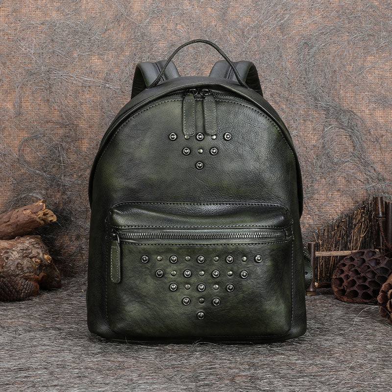 black rivet leather backpack Ladies Designer Rivet Leather Backpack Bag Purse Cool Backpacks for Wo – igemstonejewelry