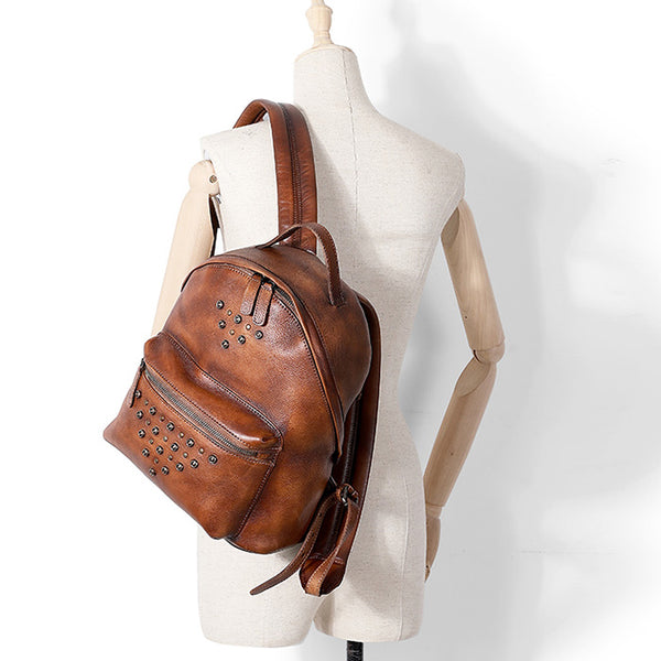 Ladies Designer Rivet Leather Backpack Bag Purse Cool Backpacks for Women cool