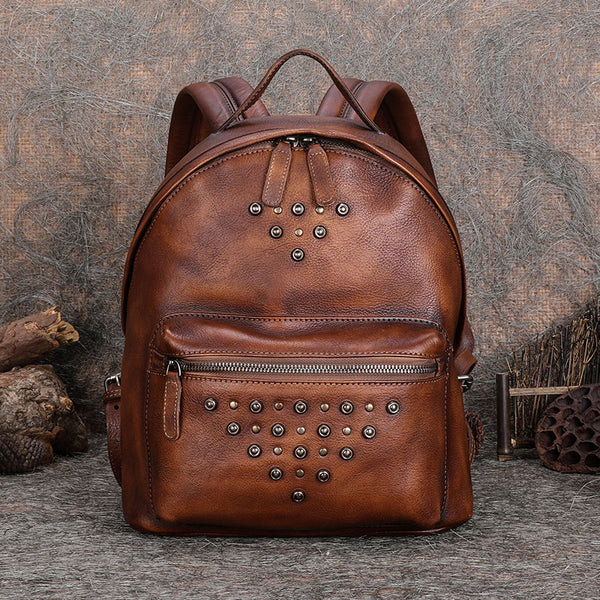 Ladies Designer Rivet Leather Backpack Bag Purse Cool Backpacks for Women