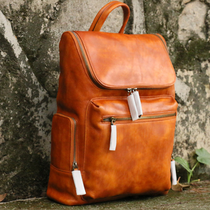 best large leather backpacks Vintage Ladies Genuine Leather Backpacks With Laptop Compartment Purse – igemstonejewelry