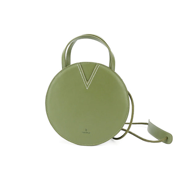 Ladies Green Leather Crossbody Bags Women Shoulder Bag Circle Bag