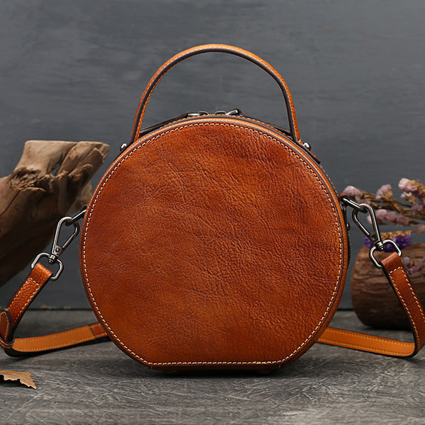 Ladies Leather Circle Bag With Hand-drawn Squirrel Side Bags For Women Beautiful