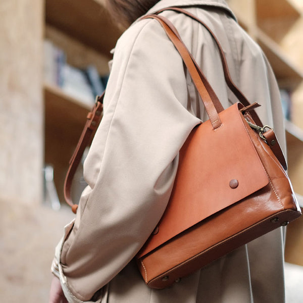 Stylish Womens Leather Brown Satchel Crossbody Purse Shoulder Bag for Women