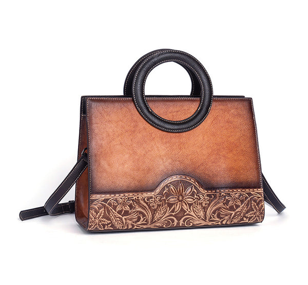 Ladies Leather Handbags Brown Shoulder Bag For Women Handmade