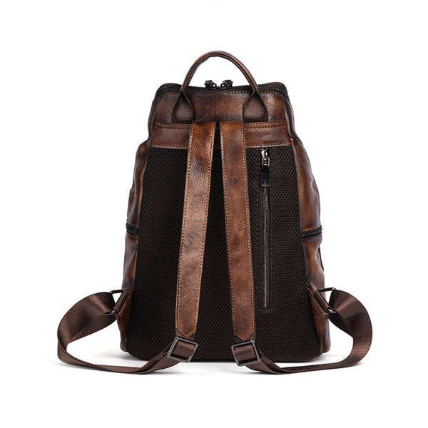 Ladies Leather Rucksack Brown Leather Backpack Bag For Women Vintage