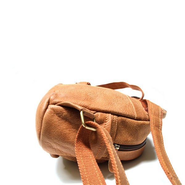 Ladies Mini Brown Leather Backpack Purse Back Bag Cute Backpacks for Women Handmade