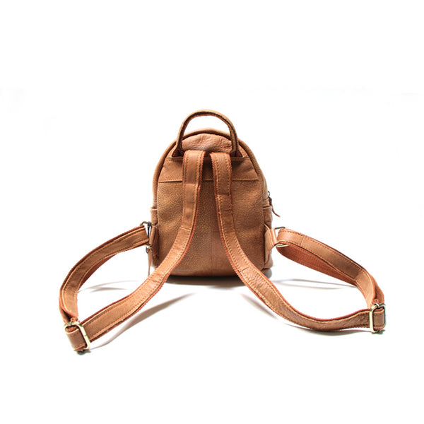 Ladies Mini Brown Leather Backpack Purse Back Bag Cute Backpacks for Women