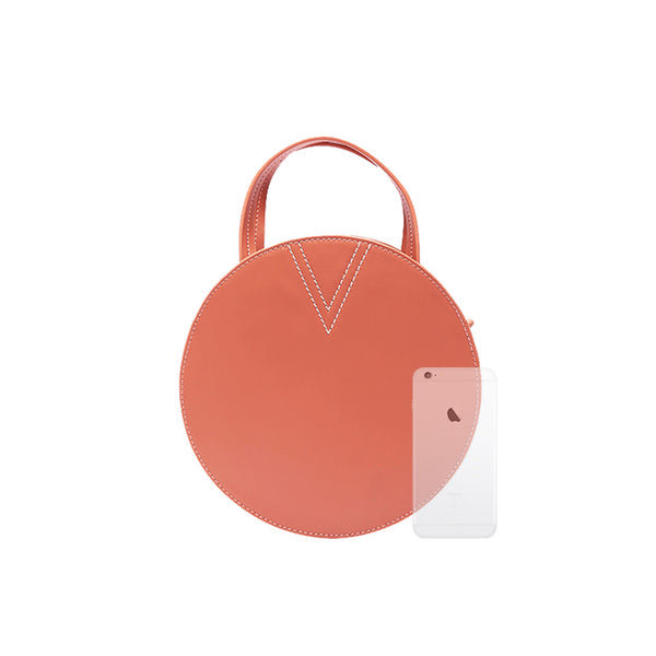 Ladies Pink Leather Crossbody Bags Women Shoulder Bag Circle Bag chic