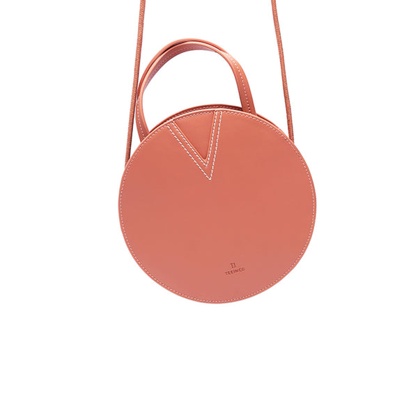 Ladies Pink Leather Crossbody Bags Women Shoulder Bag Circle Bag cross body purses