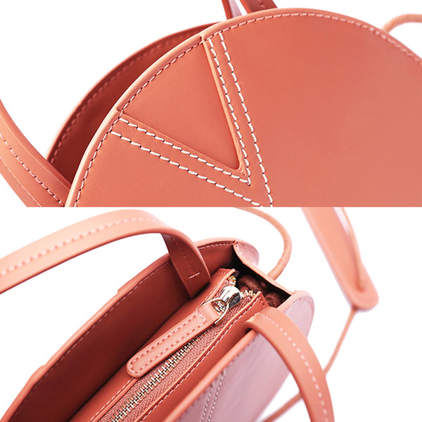 Ladies Pink Leather Crossbody Bags Women Shoulder Bag Circle Bag for women handmade craft
