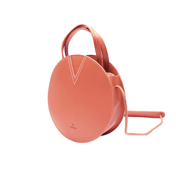 Ladies Pink Leather Crossbody Bags Women Shoulder Bag Circle Bag round purse 1