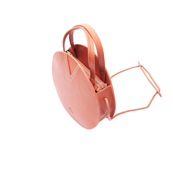 Ladies Pink Leather Crossbody Bags Women Shoulder Bag Circle Bag round purse