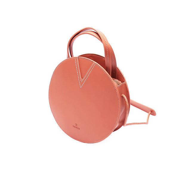 Ladies Pink Leather Crossbody Bags Women Shoulder Bag Circle Bag small