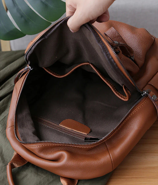 Ladies Small Black Leather Backpack Bag Leather Rrucksack Bag Capacity