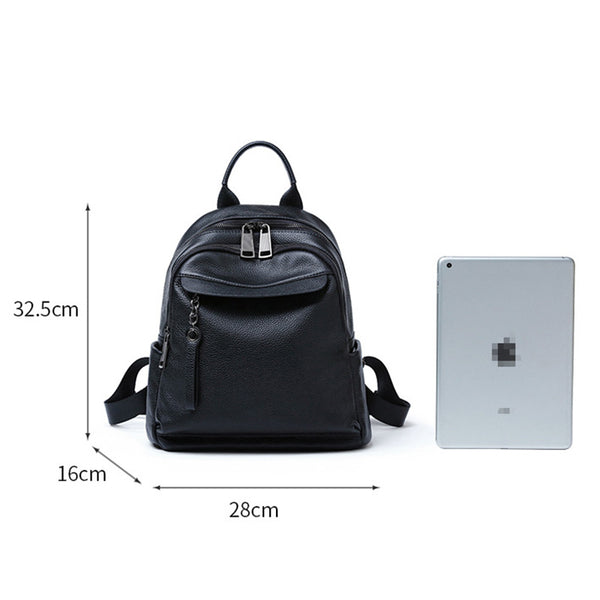 Ladies Small Black Leather Rucksack Leather Women's Backpack Purses Classic