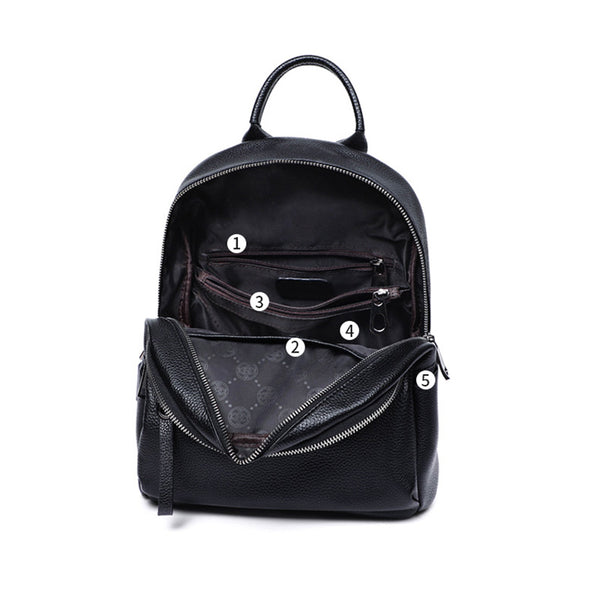 Ladies Small Black Leather Rucksack Leather Women's Backpack Purses Inside