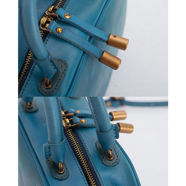 Ladies Small Cube Bag Blue Leather Handbag Crossbody Purse for Women Accessories