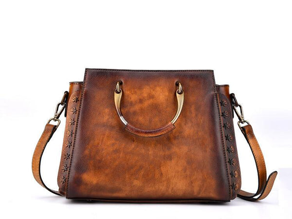 Ladies Small Leather Crossbody Bag Purse Genuine Leather Handbags For Women Brown