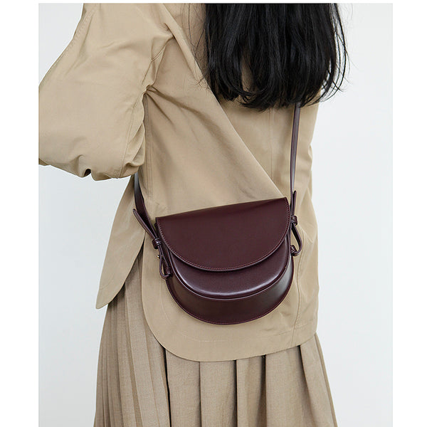 Ladies Small Leather Crossbody Saddle Bag Cross Shoulder Bag For Women Designer