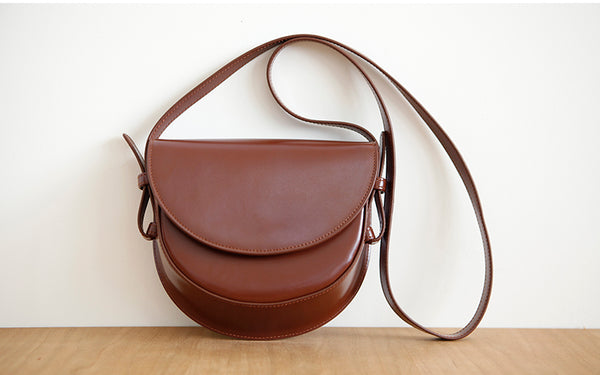 Ladies Small Leather Crossbody Saddle Bag Cross Shoulder Bag For Women Gift-idea