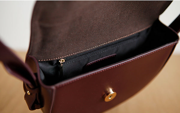 Ladies Small Leather Crossbody Saddle Bag Cross Shoulder Bag For Women Work-bag