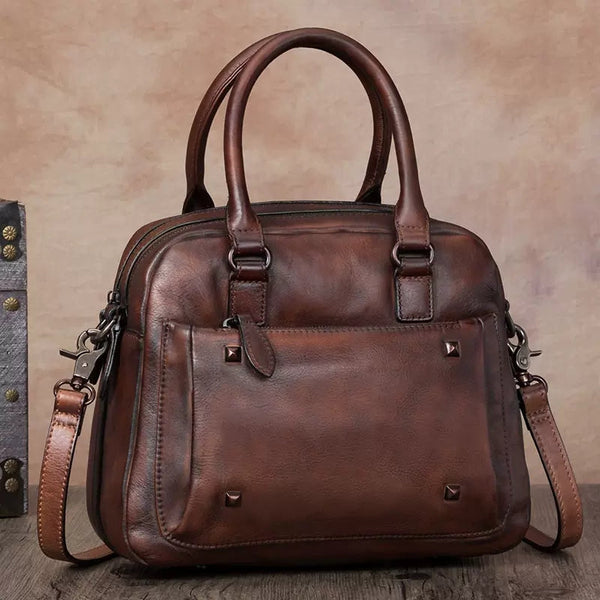 Ladies Small Leather Handbag Brown Shoulder Bag Beautiful