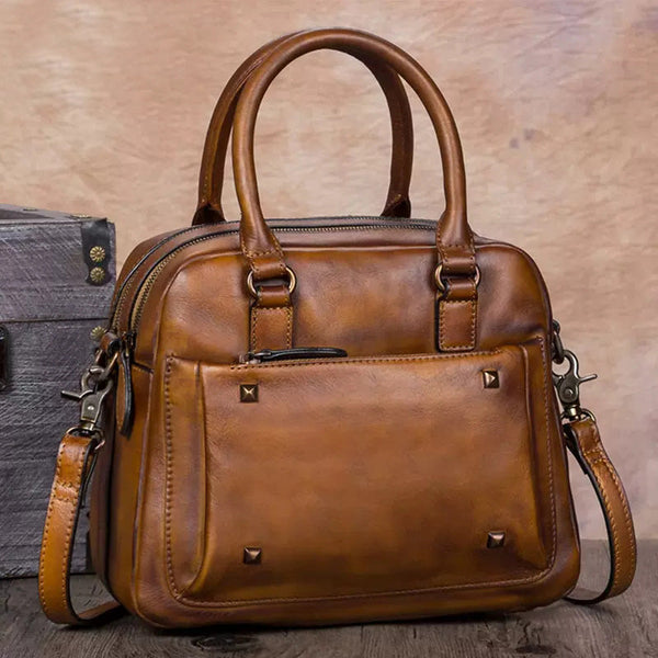 Ladies Small Leather Handbag Brown Shoulder Bag Brown