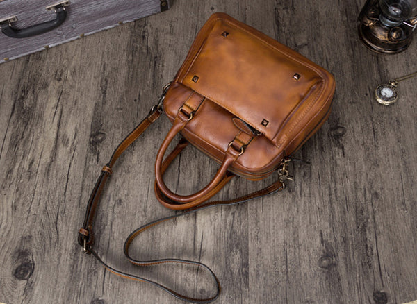 Ladies Small Leather Handbag Brown Shoulder Bag