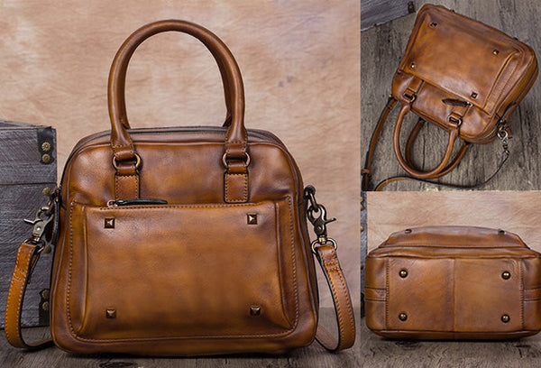 Ladies Small Leather Handbag Brown Shoulder Bag Cool