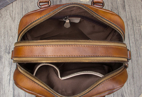 Ladies Small Leather Handbag Brown Shoulder Bag Inside