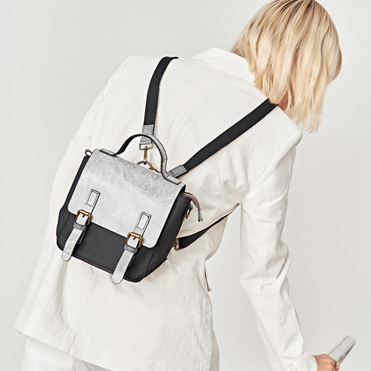 Ladies Small Leather Nylon Rucksack Backpack Crossbody Messenger Bag For Women Mini