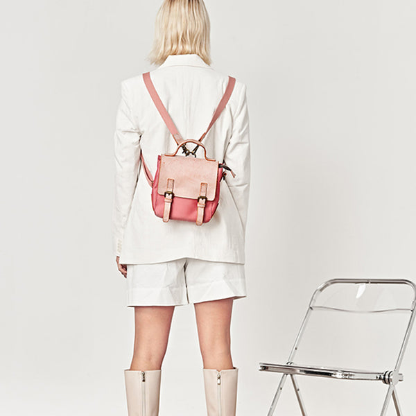 Ladies Small Leather Nylon Rucksack Backpack Crossbody Messenger Bag For Women Outside