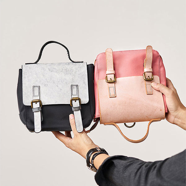 Ladies Small Leather Nylon Rucksack Backpack Crossbody Messenger Bag For Women Unique