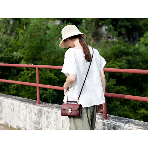 Ladies Vintage Brown Leather Satchel Handbags Small Shoulder Bags for Women best