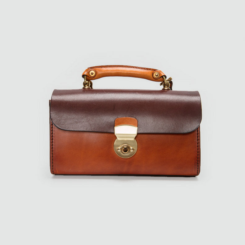Ladies Vintage Brown Leather Satchel Handbags Small Shoulder Bags for Women cool