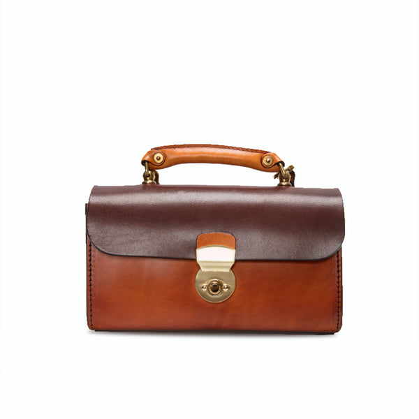 Ladies Vintage Brown Leather Satchel Handbags