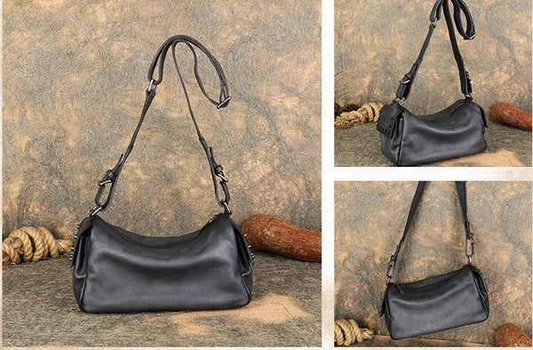 Ladies Vintage Leather Crossbody Bag Side Bags For Women Black