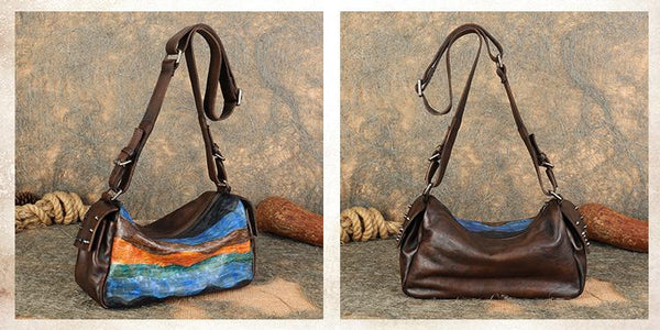 Ladies Vintage Leather Crossbody Bag Side Bags For Women Cowhide