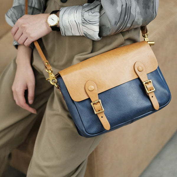 Ladies Vintage Leather Crossbody Satchel Purse Messenger Bag For Women Designer