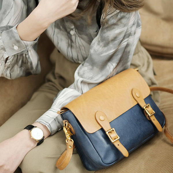 Ladies Vintage Leather Crossbody Satchel Purse Messenger Bag For Women Genuine Leather