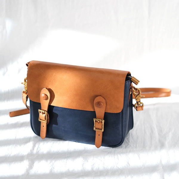 Ladies Vintage Leather Crossbody Satchel Purse Messenger Bag For Women Handmade