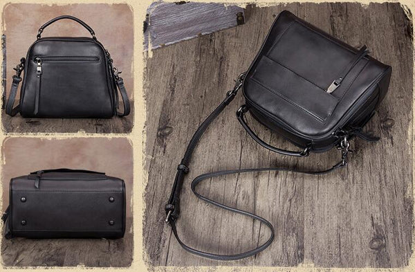 Ladies Vintage Leather Handbags Cross Shoulder Bag For Women Black