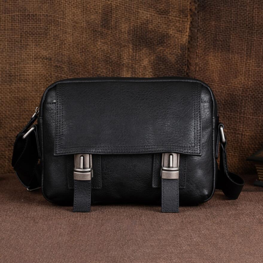 Small Mans Black Leather Bag