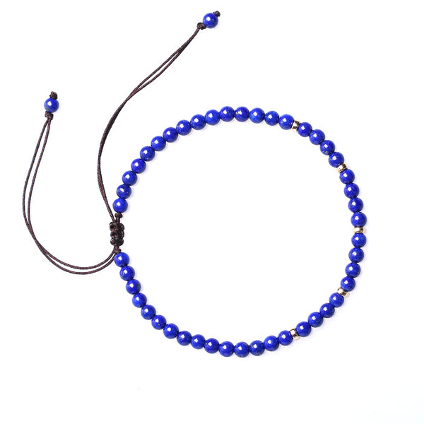 Lapis Lazuli Gold Bead Bracelet Handmade Couples Lovers Jewelry Accessories Women Men beautiful