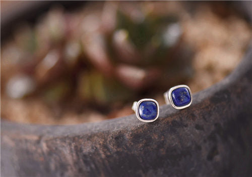 Lapis Lazuli Stud Earrings Sterling Silver Jewelry Accessories Gifts Women elegant