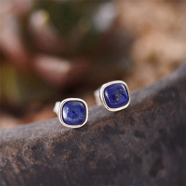 Lapis Lazuli Stud Earrings Sterling Silver Jewelry Accessories Gifts Women